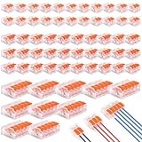 Kabelverbinder, 60 Stück Kabelklemmen mit Betätigungshebel, 4mm² Leiter Klemme Kabelklemmen Elektro, 20 x 2 polig, 30 x 3 polig, 10 x 5 polig