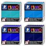 Staedtler 8004 FIMO Professional ofenhärtende Polymer Modelliermasse - Packung mit 4 x 85g Blöcken, Blautöne