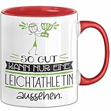 Leichtathletin Geschenk Tasse So Gut Kann Nur Eine Leichtathletin Aussehen Geschenkidee Geburtstag Weihnachten Lustig (Rot)