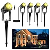 LONIUTO Gartenbeleuchtung mit Strom 14M, 3W*4 Stück Außenbeleuchtung Garten 3000K Warmweiß, 14V Gartenstrahler LED Außen IP65 Wasserdicht für Weg, Rasen, Hof, Terrasse