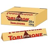 Toblerone Schokolade 20 x 100g, Feine Schweizer Milchschokolade mit Honig- und Mandelnougat