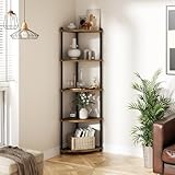 Ruichang Eckregal stehend mit 5 Ebenen, bücherregal Holz, Standregal, Aufbewahrungsregal, Lagerregal für Küche, Bad, Wohnzimmer, Büro, 143.5 x 29 x 29 cm, Schwarz