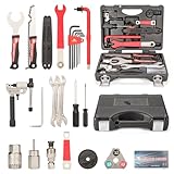 BIKE HAND Fahrrad Werkzeugkoffer,Fahrradwerkzeug Komplett Set,18 Teilig Profi Reparaturset mit Tragekoffer, Fahrrad-Werkzeugset Schwarz-Rot