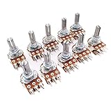 Potentiometer/Potentiometer, 100 K Ohm, B100K, 2 x Stereo, 20 mm, 6-polig, 10 Stück