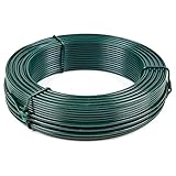 Flandria Spanndraht, kunststoffbeschichtetes Metall, grün, Ø 2,7 mm, Rolle 50 m, PVC-beschichteter Metalldraht, Spanndraht, Zaun, Garten, Basteln