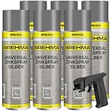 BREHMA 6x Universal Zinkspray silber Grundierung Korrosionsschutz 400ml inkl. Griff