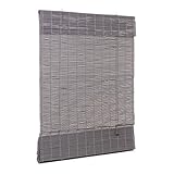 Ventanara® Raffrollo Bambus Bambusraffrollo Rollo inkl Montaematerial (grau, 100 x 160 cm)