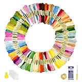 Honosen Stickgarn Set, 100 Farben je 8 Meter Nähgarn Baumwolle, Weiche Embroidery Thread, Regenbogenfarbe Stickerei Set Für Sticken, Kreuzstich, Basteln, Armband Flechten, Ideal für Anfänger