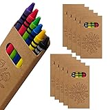 Wpro Kids Wachsmalstifte 10-er Set | Gastgeschenk Kindergeburtstag Mitgebsel | Crayons in 6 Farben | Stifte für Jungen & Mädchen braun