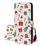SEHEYA Handyhülle für iPhone 6 Plus / 7 Plus / 8 Plus Hülle PU Leder Handy Klapphülle mit Weihnachten Thema Flip Case Ständer Kartenfächer Brieftasche Schutzhülle Cover, Weihnachtselemente