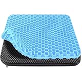HSSGGV Gelsitzkissen, Sitzkissen orthopädisch und Sitzkissen bürostuhl – für erhöhten Sitzkomfort, mit waschbarem und rutschfestem Stoffbezug (Hellblau)
