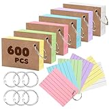 EOPUOZS Karteikarten A8 liniert, 600 Stück Karteikarten Intensiv-Farben, Premium Qualität Karteikarte für Notizen, Vokabeltraining, Formeln und Prüfungsvorbereitung