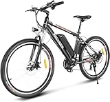 ANCHEER 26 Zoll E-Bike/Mountainbike Herren, Elektrofahrrad/Pedelec mit 36V 10.4Ah Akku | Bis 100KM Reichweite & 21 Gang und 250W Hinterradmotor für 25 km/h