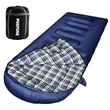 Poepore Schlafsack Outdoor für Erwachsene 3-4 Jahreszeiten Flanell Schlafsäcke Deckenschlafsack Warmer mit Reißverschluss für Arme und Füße beim Camping Wandern Angeln Blau