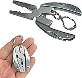 Pocket Mini Zange Multi Tool, Multitool Zange 7 in 1 Multifunktionszange Mini Faltbar Multi Tools Set Schlüsselanhänger Edelstahl Zange Abisolierzange für Outdoor Angeln Camping Wandern