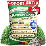 DÜNGEMEISTER Rasendünger für Ihren sattgrünsten Traumrasen - gesunder, dichter und sattgrüner Rasen sofort mit revolutionärer KI Formel - Langzeit NPK/Organisch Frühjahr/Sommer (5 kg)