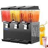 HTSMEUR Kommerzieller 1-3-Dosen-Saftgetränkeautomat mit Thermostatsteuerung und Zapfhahn, Selbstbedienungsautomat für kalten Eistee-Saft-Cocktail, (48L Black)