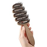 Vonmerie Wildschweinborsten -Naturhaarbürste Damen, Sleek Bürste Haare, Haarbürste Naturborsten, Boar Bristle Brush, Haarbürsten,Holzgriff Hair Brush –Braun