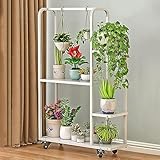 Metall-Regal Für Pflanzen Blume Pflanze Stand Display Rack 4 5 6 Tier Pflanze Topf-Halter Mit Hängen Stange Und Rädern, Plant Rack Leiter Regale Lagerregal