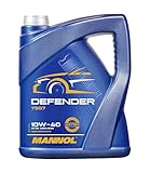 MANNOL Defender Motoröl 10W-40 Teilsynthetisch, 5L - Optimale Leistung & Langlebigkeit für moderne Motoren, MB & VW geeignet