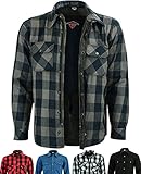 Texpeed Motorradhemden herren mit protektoren - Biker Motorradjacke Hemden Hergestellt mit Aramid - Mit Schutz (EN 1621-1) Grau - XL