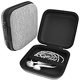 EAZY CASE Universal Tasche für In-Ear Kopfhörer mit Netzfach - Hardcase Aufbewahrungsbox, Schutztasche mit umlaufenden Reißverschluss, extra klein, eckig, Hellgrau