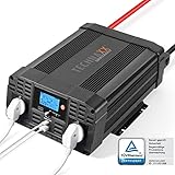 Technaxx KFZ Wechselrichter mit LC-Display 12V auf 230V - TÜV Rheinland zertifiziert Auto Inverter mit 2x Schuko-Stecker und 2x USB-Port - Power 2000W / 4000W (Spitze) – Spannungswandler TE20