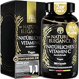 NATURE ELEGANCE Natürliches Vitamin C aus Acerola – Hochdosiert & vegan – 180 Kapseln für 6 Monate – Ohne Zusätze – Gepuffert & gut verträglich – Vitamin C hochdosiert in Deutschland produziert