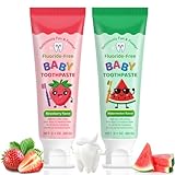 Kinderzahnpasta 2 Stück, Zahnpasta Kinder Ab 2 Jahren, Ohne Farbstoffe - Schützt Milchzähne - Mild-Fruchtig, Zahncreme Kids für Gesunde Und Starke KinderzäHne（Erdbeere & Wassermelone）
