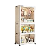 Tragbarer Kleiderschrank – faltbarer Kunststoffschrank mit großer Kapazität, freistehende Aufbewahrungslösung für Schlafzimmer, Garderobe und einfache Einrichtung