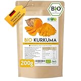 EWL Naturprodukte Kurkuma Pulver BIO, 200g Kurkuma Bio Pulver fein gemahlen, Curcuma Pulver aus kontrolliert biologischem Anbau