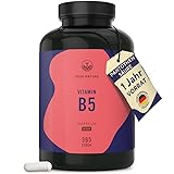 Vitamin B5-365 Kapseln - 500mg Pantothensäure hochdosiert - 1 Jahr Vorrat - Leicht schluckbare Kapseln - Vegan - Deutsche Produktion - TRUE NATURE