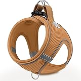 Joytale Hundegeschirr, Reflektierend Weich Gepolstert Hunde Geschirr, Air-Mesh Atmungsaktiv Brustgeschirr für Kleine Mittelgroße Hunde, M, Khaki