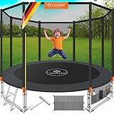 KESSER® Trampolin Outdoor Ø 244/305/366/427 cm Komplettset mit Sicherheitsnetz, Leiter, Randabdeckung & Seitentasche und Montagezubehör | Kindertrampolin Gartentrampolin Belastbarkeit 150 kg