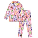 Jxstar Fleece Schlafanzug Plüsch Warm Winter Herbst Pyjama Weiche Oberteil Hose, Katze, 6-7 Jahre