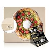 DELICRET - Pizzastein für Backofen | 33x38x1,75cm - für Pizzen bis Ø33cm - inkl. Backanleitung für eine echte Pizza Napoletana moderna