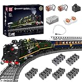 Mould King Technik Ferngesteuert Dampflokomotive SNCF 231 der Orient-Express-Französischen Eisenbahnen Zug Beleuchtung Bauklötze Set LED Licht Baukasten 3898 Stück Klemmbausteine Bausatz