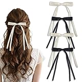 4 Stück Haarschleife Damen Haarspangen mit Schleife Haare Mädchen Haarschmuck Hair Bows Haarspangen mit langem Schwanz für Party Weihnachten Frauen Mädchen