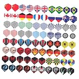 Gogogmee 80 Stück 80 teiliges Dart Flights Nationalflaggen Muster Professionelle Leichte PET Flights Langlebige Dart Flügel Zubehör für Pfeile Geeignet für Dartspieler und Wettbewerbe