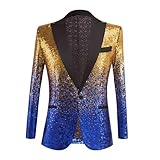 Geilisungren Herren Anzugjacke Sportlich Freizeit Blazer Regular Fit Männer Anzug EIN Knopf Glitzer Sakko Herren Karneval Slim Fit Herrenmode Business Faschings Elegant Mantel Outerwear Smokingjacke