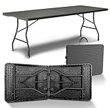 NewHabitat Buffettisch klappbar – Gartentisch klappbar aus Polyrattan I Biertisch wetterfest & faltbar I Stabiler Klapptisch für Garten, Festivals, Camping & Outdoor-Events (Schwarz)