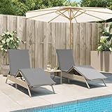 QJBSAVVA Sonnenliege Set 2 Stück Beige PE Rattan Gartenliege mit Verstellbarer Rückenlehne und Abnehmbaren Kissen UV Beständig für Garten Balkon und Strand