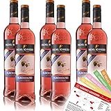 Michel Schneider Merlot Rosé, alkoholfrei, sortenreines Weinpaket + VINOX Winecards (6x0,75l)