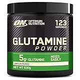 Optimum Nutrition Glutamin-Pulver, l-Glutamin-Aminosäure-Pulver, Nahrungsergänzungsmittel vor und nach dem Training Shake, nicht aromatisiert, 123 Portionen, 630 g