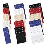 Bigqin 15 Stück Bh-Verlängerung, elastische BH Erweiterung 4 Haken BH-Träger 3 Haken BH Verlängerung 2 Haken - Schwarz Weiß Hautfarbe Rot Blau