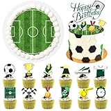 Tortendeko Fussball Essbar, Fußball Essbarer Tortenaufleger, Fußball-Cupcake topper als Geburtstagsdeko Für Geburtstage, Partys, Feiern, Kuchendekoration