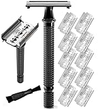 Shaving Revolution Rasierhobel + 10 Rasierklingen - Safety Razor Set Mit 10 Japanischen Rasierklingen Für Rasierhobel Aus Edelstahl - Enge Und Saubere Rasur