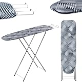KADAX Bügelbrett mit Fach, 104x30cm Dampfbügelbrett mit ausziehbarer mit Bügeleisenablage, kompakte Dampfbügelstation mit Schaumstoffunterlage (Eklpise)