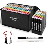 colpart120+2Farben Alkohol Marker Brush Tip Set Filzstifte Permanenter für Manga, Design, Malerei, Zeichnung, Twin Marker Stifte zum Zeichnen und Malen für Erwachsene