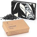 lubiu Schwarze Seife Stück - 100g Aktivkohle Seife ohne Palmöl - Naturseife als Duschseife Männer und Frauen - Auch handseife fest - Black Soap Bar